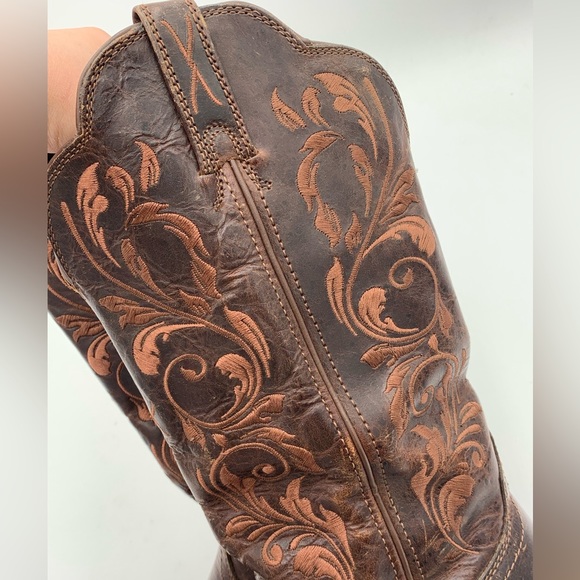 TWISTED X⚡️Embossed “Chocolate Brown” Leather Cowboy Boots - Picture 7 of 16